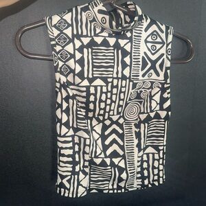 Alt.B cream and black high-neck sleeveless crop top, zipper back. Size small